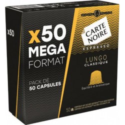 CARTE NOIRE Café capsules Compatibles Nespresso espresso lungo Classique x50