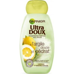 GARNIER Ultra Doux Shampooing Purifiant à l’Argile Douce et Cédrat 250ml (lot de 4)