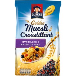 Quaker Golden Muesli Croustillant Myrtilles Et Baies De Goji 500g (lot de 4)