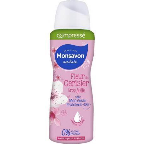 Monsavon au Lait Compressé Fleur de Cerisier Trop Jolie 48h Anti-Transpirant 100ml (lot de 6)