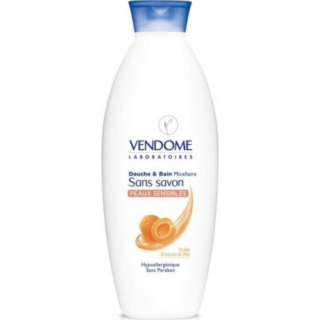 Vendome Douche & Bain Micellaire Sans Savon Peaux Sensibles à l’Huile d’Abricot 750ml (lot de 4)