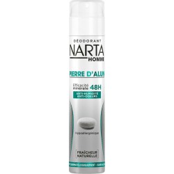 Narta Homme Spray Déodorant Pierre d’Alun Efficacité 48h Fraîcheur Naturelle 200ml (lot de 4)