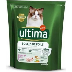 Ultima Croquettes Chat contrôle Boules de Poils Dinde 400g (lot de 6)