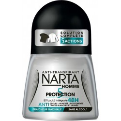 Narta Homme Roll-on Anti-Transpirant 5 Actions Efficacité 48h Fraîcheur Maximale 50ml (lot de 4)