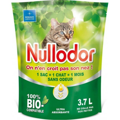 Nullodor Litière bio agglomérante sans odeur pour chat 3,7L 1,5Kg (lot de 8)