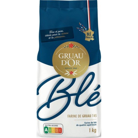 GRUAU D’OR Farine de Gruau Blé T45 1Kg (lot de 5)