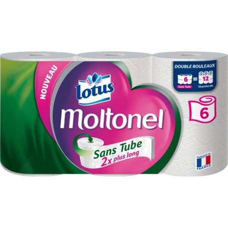 Lotus Moltonel Blanc Sans Tube 6 Rouleaux (lot de 3)