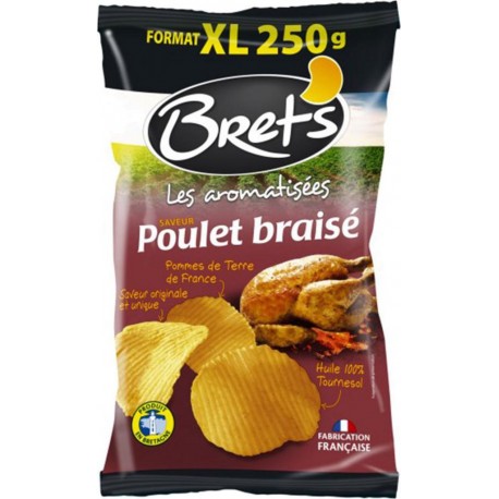 Bret's Les Aromatisées Chips Saveur Poulet Braisé Pommes de Terre de France Format XL 250g (lot de 6)