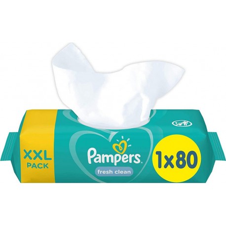 Pampers Fresh Clean Baby Wipes with Baby Fresh Scent and Dermatologically Tested x80 XXL paquet 80 lingettes