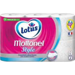 Lotus Moltonel Style Blanc Bleu Aqua Tube 6 rouleaux