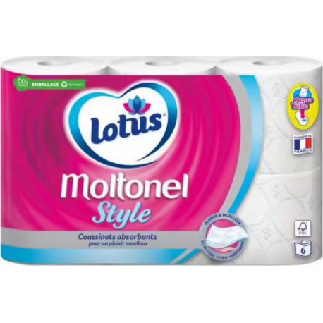 Lotus Moltonel Style Blanc Bleu Aqua Tube 6 rouleaux