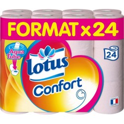 Lotus Confort Papier Toilette rose Aqua Tube x24 (lot de 3 soit 72 rouleaux)