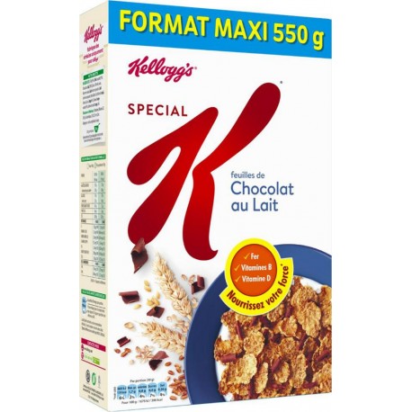 Kellogg's Kellogg’s Spécial K Feuilles De Chocolat Au Lait Format Maxi 550g (lot de 3)