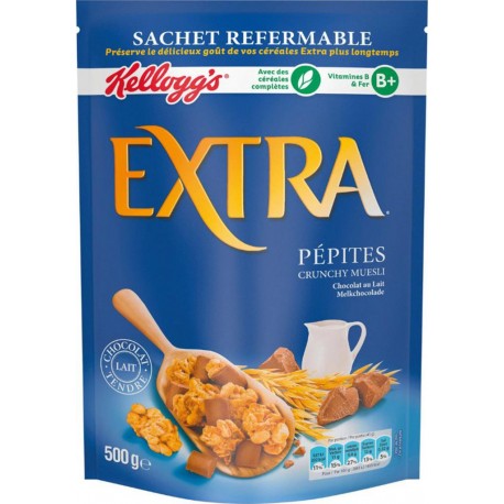 Kellogg's Kellogg’s Extra Pépites Crunchy Muesli Chocolat Au Lait 500g (lot de 3)