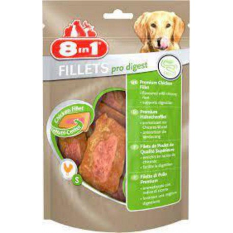 8IN1 Fillet Pro Digest Friandises pour chiens adultes et seniors de grandes races Poulet 80g (lot de 6)