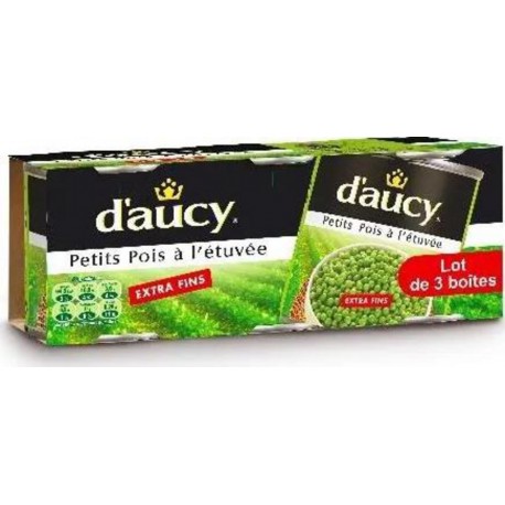 D'aucy pois extra fins à l'étuvée 3x200g