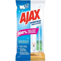 Ajax 40 Lingettes Vitres Triple Action