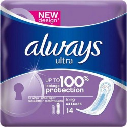 Always Ultra Serviettes Hygiéniques Sans Ailettes Taille 2 x14