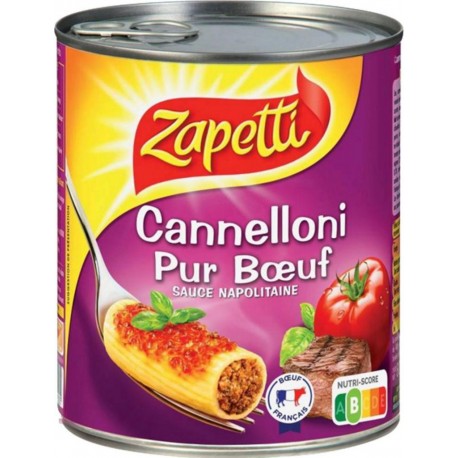 Zapetti Cannelloni Pur Boeuf Sauce Napolitaine 800g