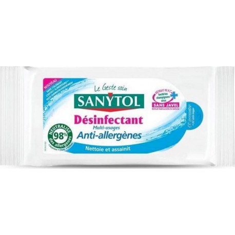 Sanytol Lingettes Désinfectantes Multi-Usages Anti-Allergènes 48 Lingettes