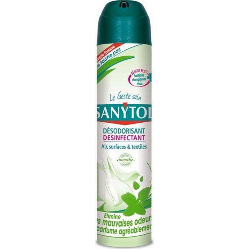 Sanytol Désodorisant Désinfectant Air Surfaces Et Textiles Senteur Menthe  300ml 