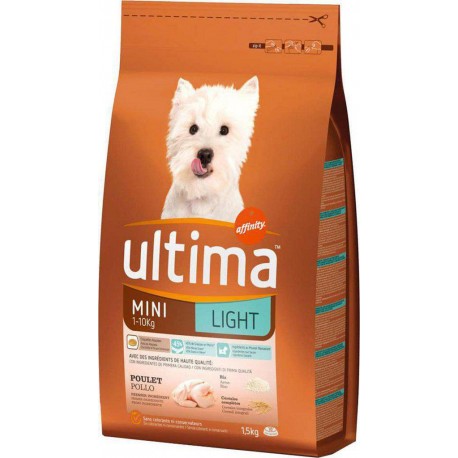 Ultima Croquettes Light Chiens Mini 1-10Kg Poulet Riz Format 1,5Kg