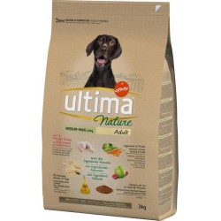 Ultima Nature Croquettes Chiens Adult Medium-Maxi +10Kg Poulet Riz Légumes Format 3Kg