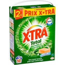 Xtra Total Lessive Poudre Marseille et Aloe Vera 50 Lavages 2,75Kg