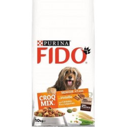 Fido Croquettes Croq Mix Chiens Sénior +7 Ans à La Volaille Céréales Légumes Grand Format 10Kg