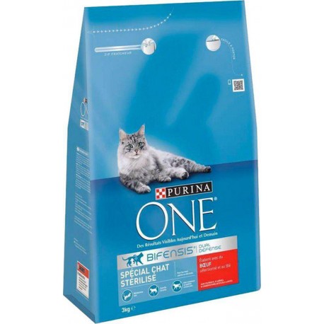 Purina One Croquettes Chat Stérilisé Boeuf 3Kg