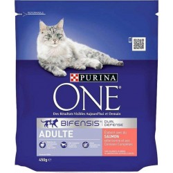 Purina One Croquettes Chat Adulte Saumon 450g