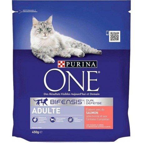 Purina One Croquettes Chat Adulte Saumon 450g