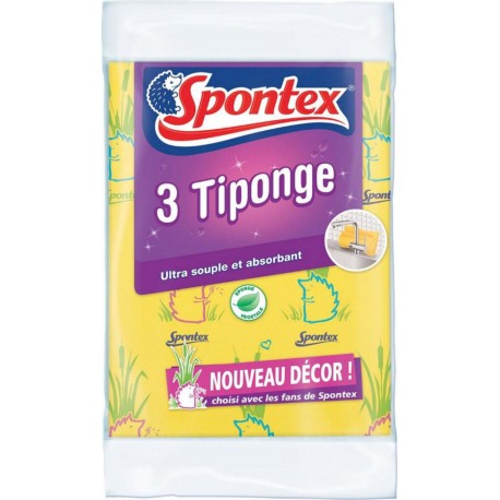 Spontex 3 Tiponge Nouveau Décor Ultra souple et Absorbant Par 3