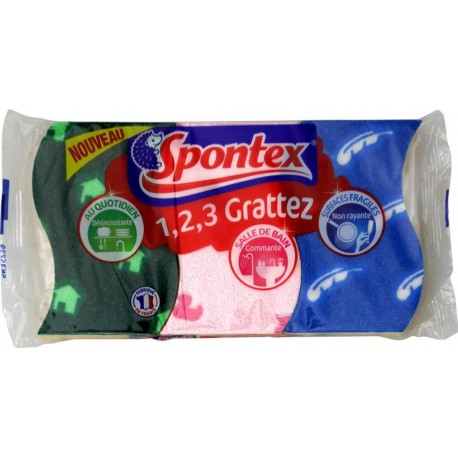 Spontex Eponges 1,2,3 Grattez Par 3