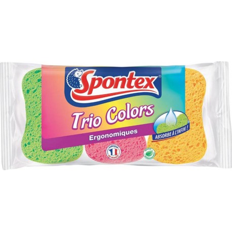 Spontex Eponges Trio Colors Ergonomiques x3