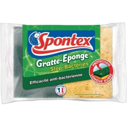 Spontex Gratte-Eponge Stop-Bactéries Protection Longue Durée Par 2