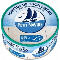 Petit Navire Miettes de Thon Listao à l’Eau Légèrement Salée 160g