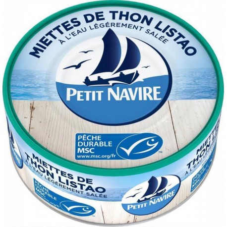 Petit Navire Miettes de Thon Listao à l’Eau Légèrement Salée 160g