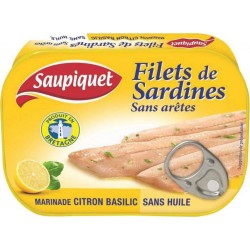 Saupiquet Filets de Sardines Citron Basilic Sans Huile 100g