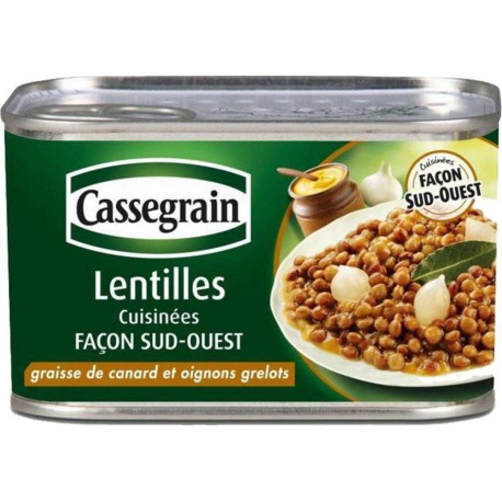 Cassegrain Lentilles Façon Sud-Ouest Graisse de Canard Oignons Grelots 410g