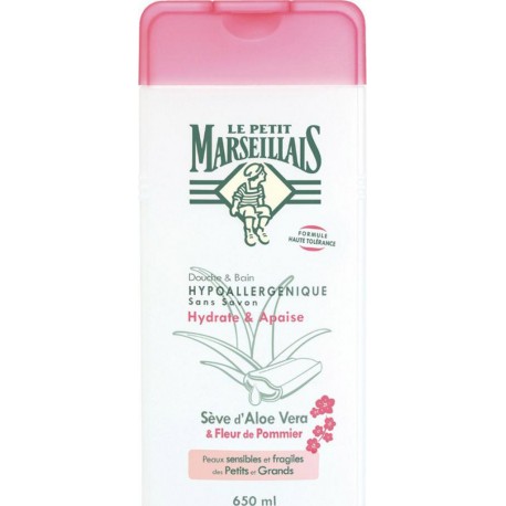 Le Petit Marseillais Douche & Bain Hypoallergénique Hydrate & Apaise Sève d’Aloe Vera & Fleur de Pommier 650ml