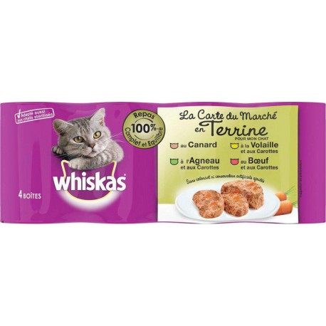 Whiskas Boîtes pour Chat La Carte du Marché en Terrine par 4