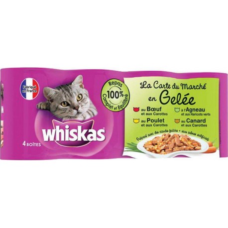 Whiskas Boîtes pour Chat La Carte du Marché en Gelée par 4