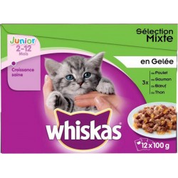 Whiskas Junior Croissance Saine Sélection Mixte en Gelée par 12