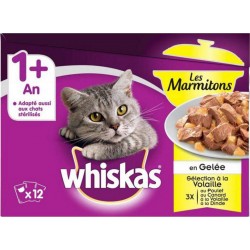 Whiskas 1 ans et Plus Les Marmitons en Gelée Sélection à la Volaille par 12