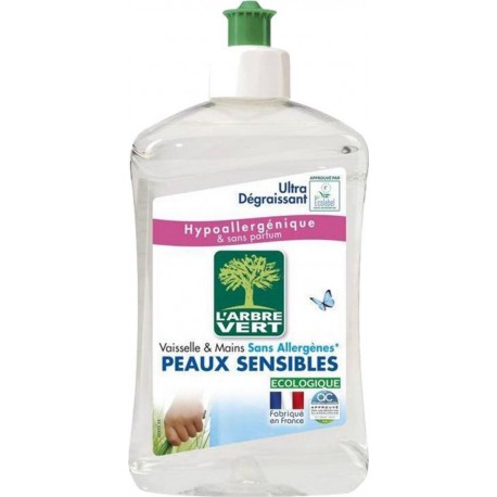 L'Arbre Vert L’Arbre Vert Vaisselle & Mains Sans Allergènes et Sans Parfum Peaux Sensibles Ultra Dégraissant 500ml