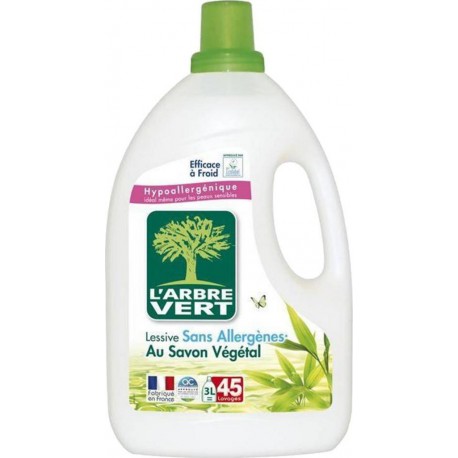 L'Arbre Vert L’Arbre Vert Hypoallergénique Lessive Sans Allergènes au Savon Végétal 3L