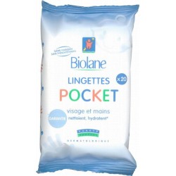 Biolane Lingettes Pocket Visage et Mains x20