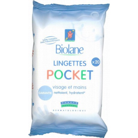 Biolane Lingettes Pocket Visage et Mains x20