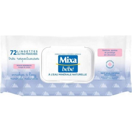 Mixa Bébé Lingettes à l’Eau Minérale Naturelle x72